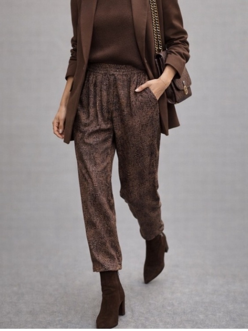 Otte New York 100% Silk Snake Print Jogger Pants Size 6